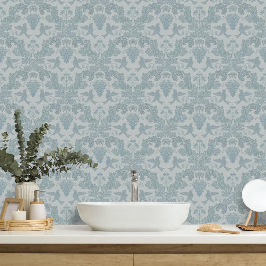 Druva Damask Blå Blå Damask Bakgrund