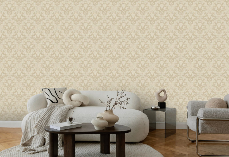 Grape Damask Tan Damask Wallpaper