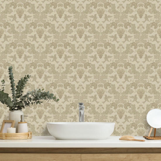 Grape Damask Neutral Damask Wallpaper