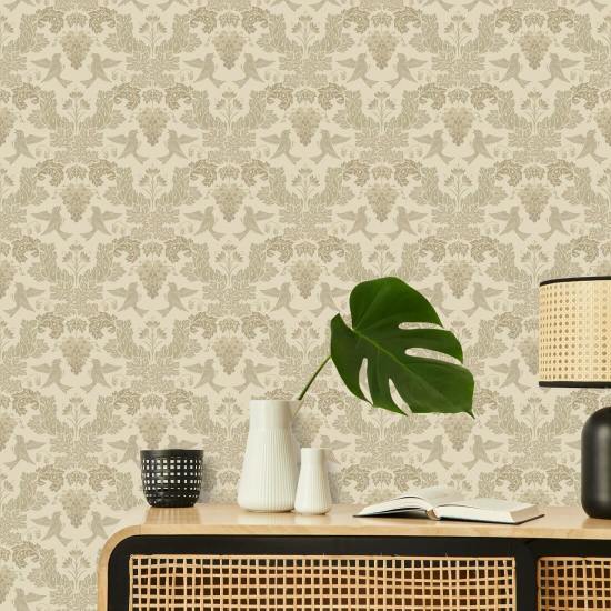 Traubendamast Neutral Damask Tapete