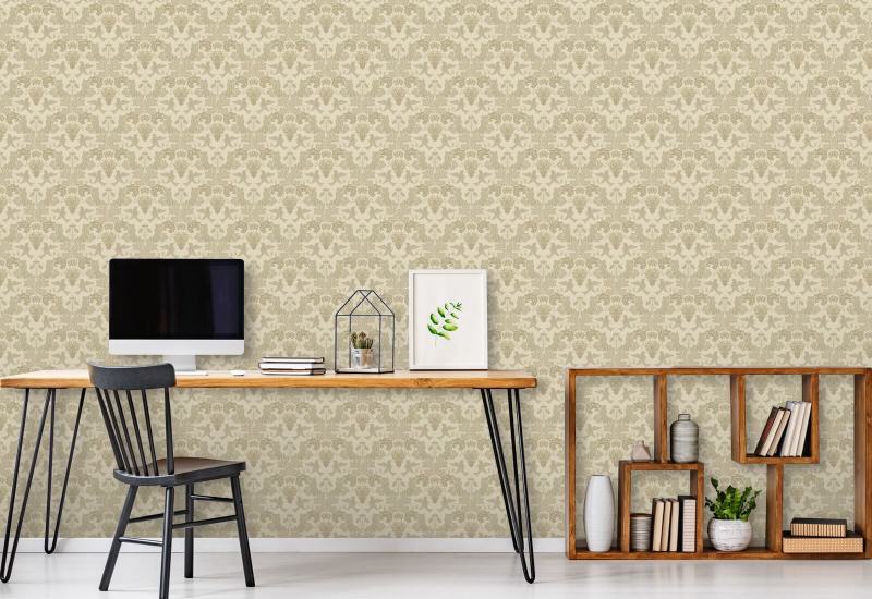 Traubendamast Neutral Damask Tapete
