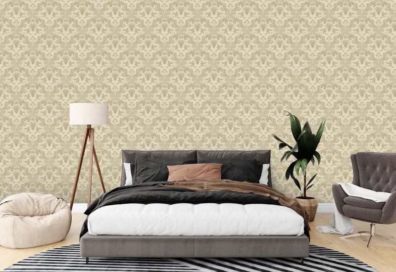 Traubendamast Neutral Damask Tapete
