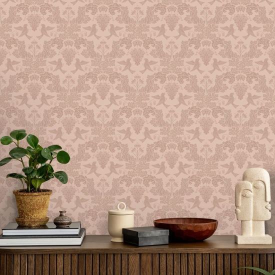 Drue Damask Berry Pink Damask Baggrund