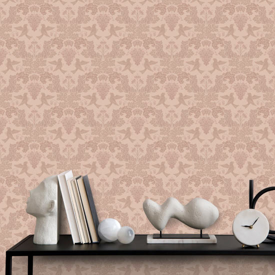 Grape Damask Berry Pink Damask Wallpaper