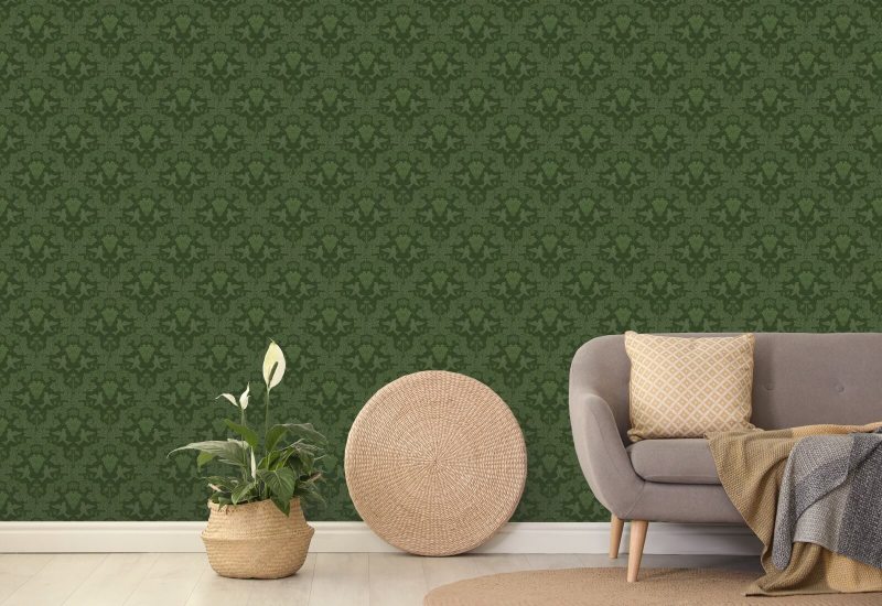 Grape Damast Emerald Groen damastbehang