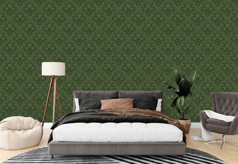 Uva Damask Emerald Papel pintado de damasco verde
