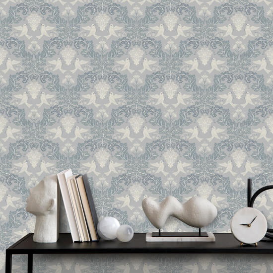 Grape Damask Ice Damask Wallpaper