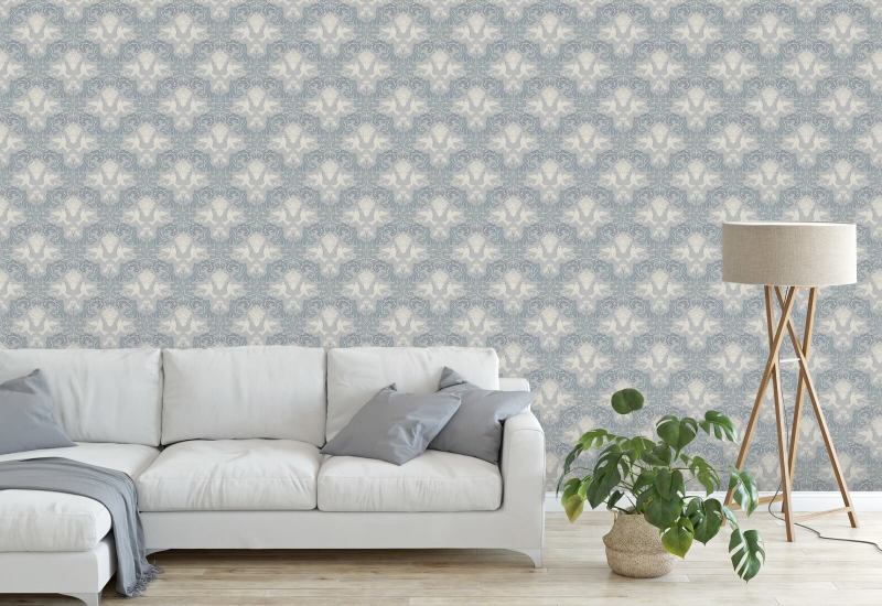 Drue Damask Ice Grå Damask Baggrund