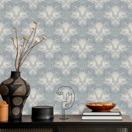 Grape Damask Ice Damask Wallpaper