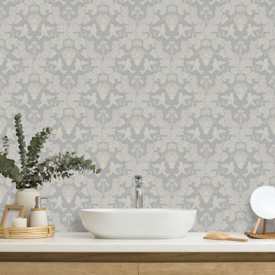 Grape Damask Winter Damask Wallpaper