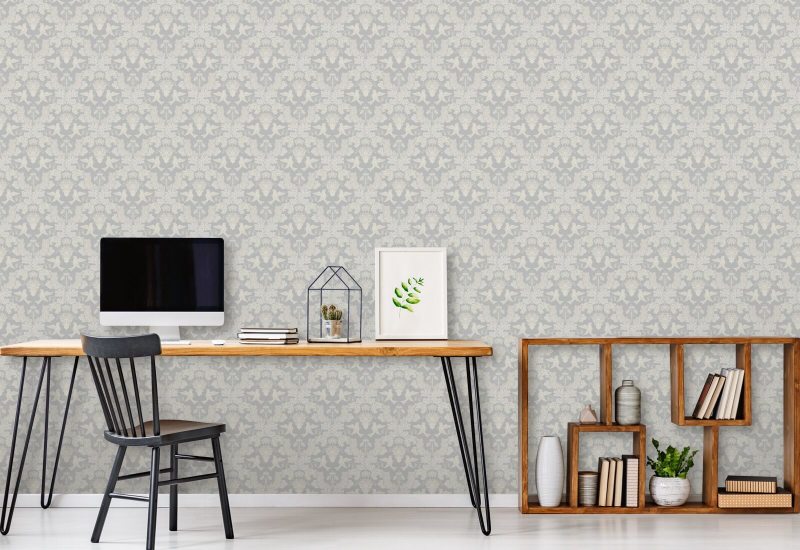 Grape Damask Winter Damask Wallpaper