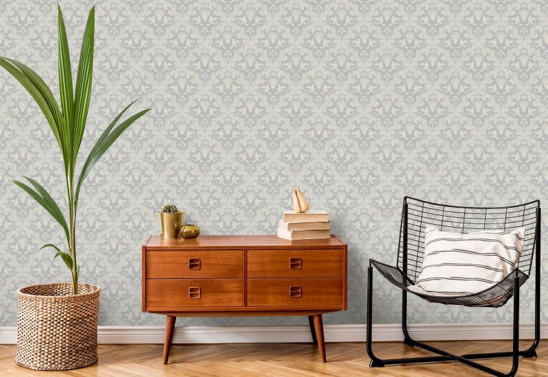 Grape Damask Winter Damask Wallpaper