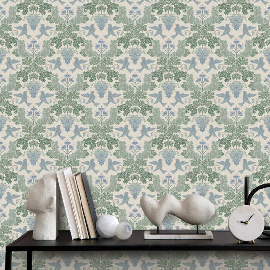 Brume damassée au raisin Papier peint Damask