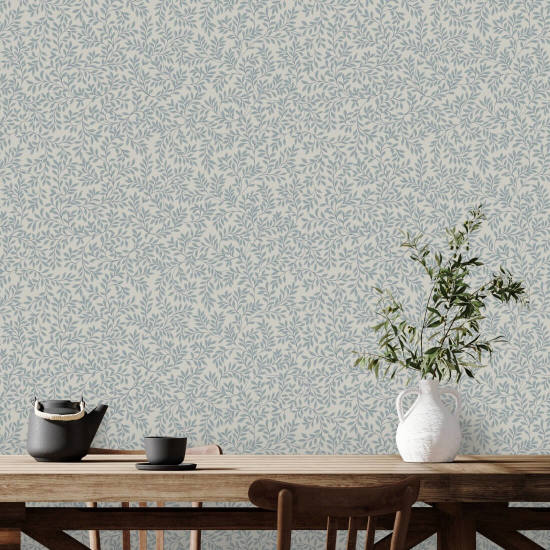 Laurel Bleu-Gris Papier peint botanique
