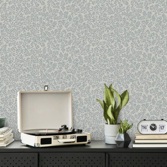 Laurel Blue Botanical Wallpaper