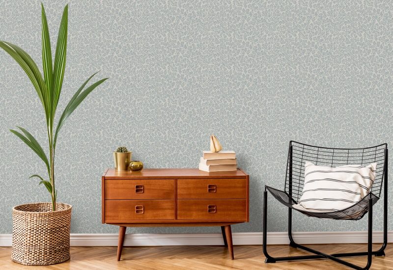 Laurel Blue Botanical Wallpaper