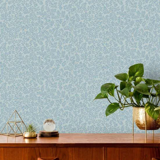 Mer de Laurel Papier peint Blue Leaf