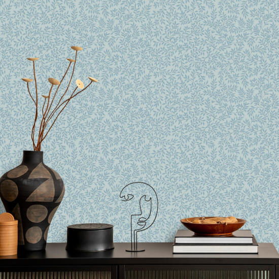 Laurierzee Blue Leaf behang