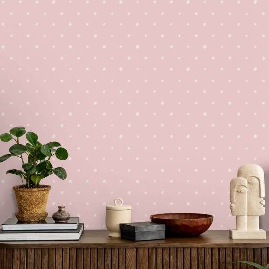 Organic Polka Pink Perfection Polka Dot Wallpaper