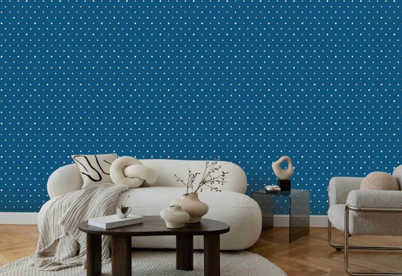 Organic Polka Royal Blue Polka Wallpaper