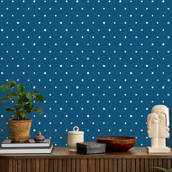 Organic Polka Royal Blue Polka Wallpaper