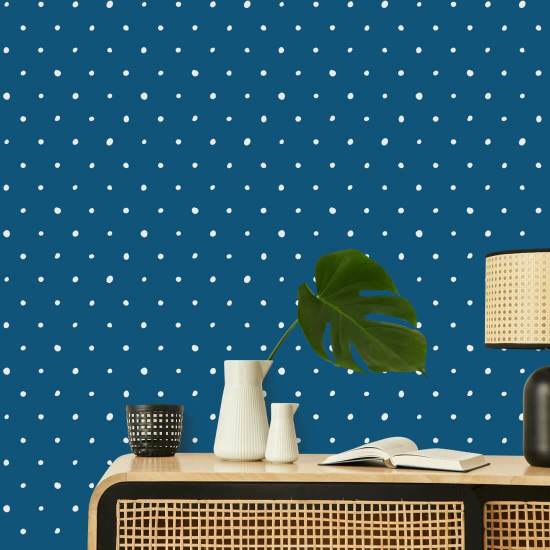 Organic Polka Royal Blue Polka Wallpaper