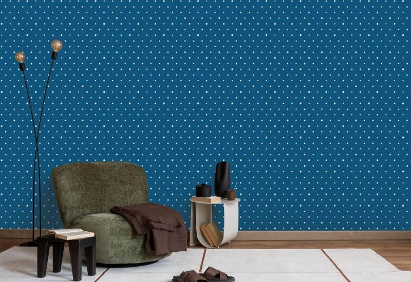 Organic Polka Royal Blue Polka Wallpaper