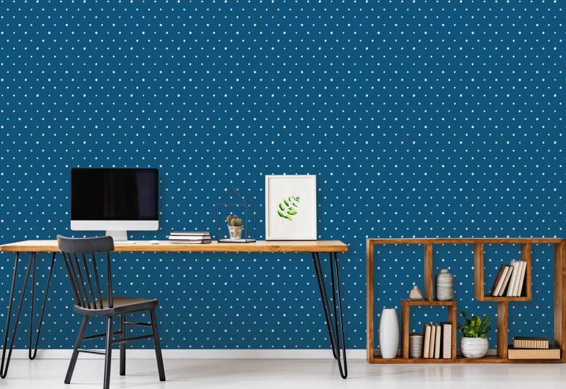 Organic Polka Royal Blue Polka Wallpaper
