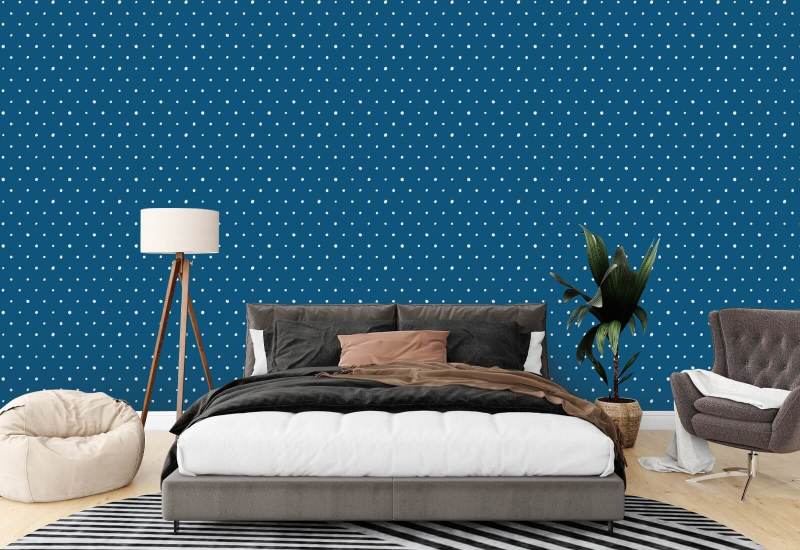 Polka Biologica Blu Reale Carta da parati a pois