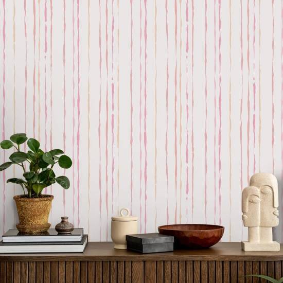 Organic Stripe Pink Sand Stripe Wallpaper