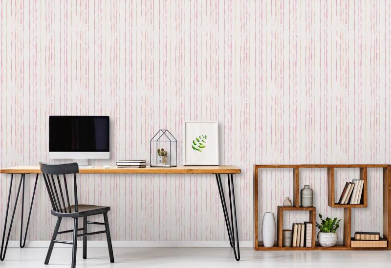 Organic Stripe Pink Sand Stripe Wallpaper