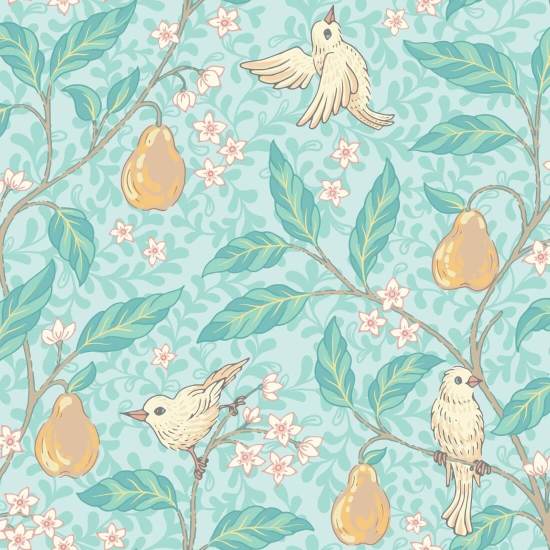 Pear Tree Orchard Bird Wallpaper