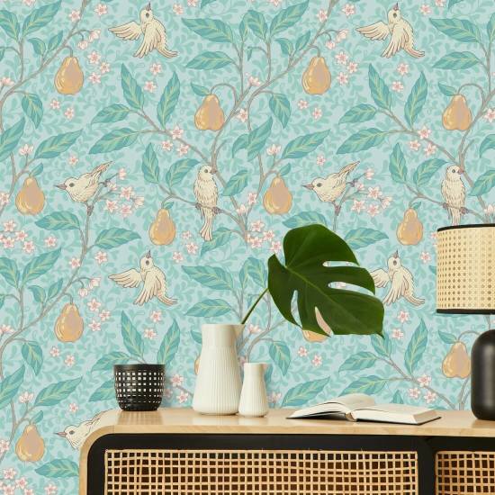 Pear Tree Orchard Bird Wallpaper