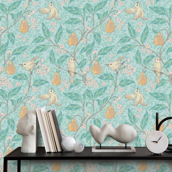 Pear Tree Orchard Bird Wallpaper