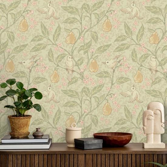 Perenboom Warm Vogelbehang