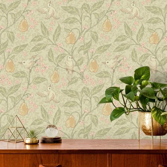 Pear Tree Warm Bird Wallpaper