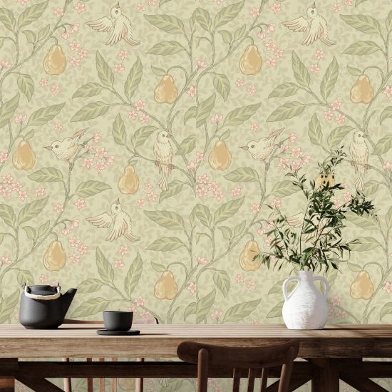 Birnbaum Warm Vogel-Tapete
