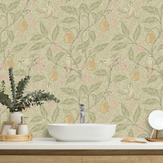 Perenboom Warm Vogelbehang