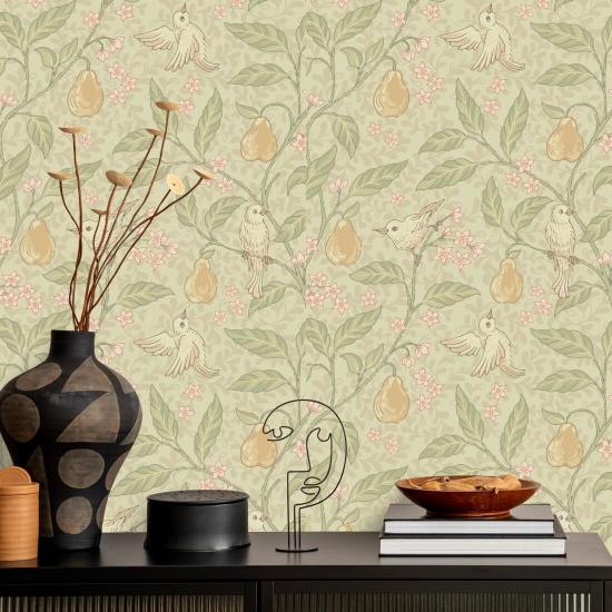 Pear Tree Warm Bird Wallpaper