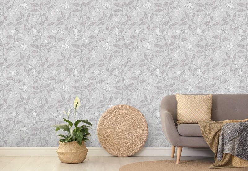 Pear Tree Silver Bird Wallpaper