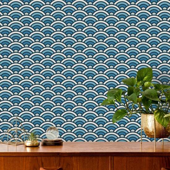 Rainbow Scallop Blue Geometric Wallpaper