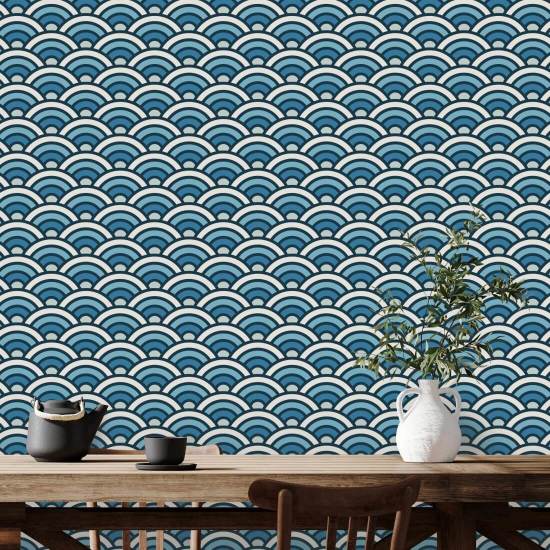 Rainbow Scallop Blue Geometric Wallpaper