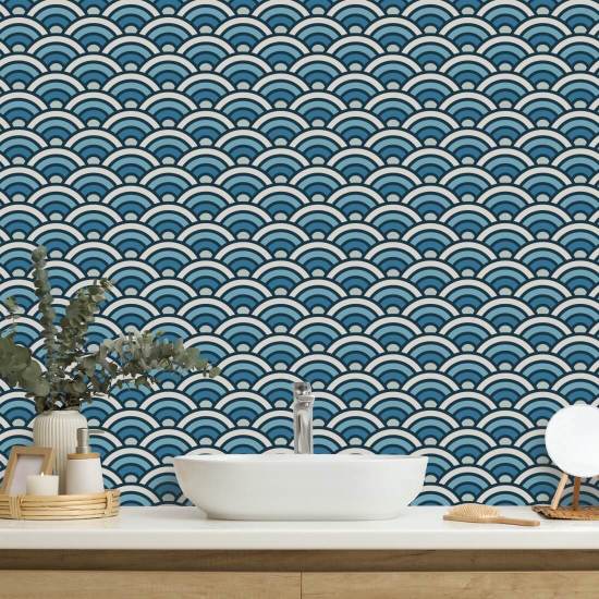 Rainbow Scallop Blue Geometric Wallpaper