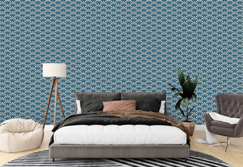 Rainbow Scallop Blue Geometric Wallpaper