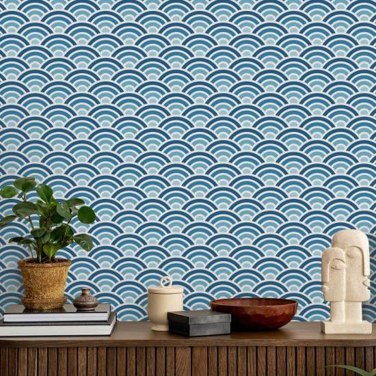 Rainbow Scallop Ocean Geometric Wallpaper