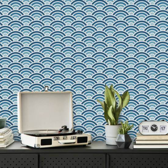 Rainbow Scallop Ocean Geometric Wallpaper
