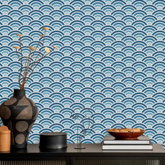Regnbue kammusling Ocean Geometrisk tapet