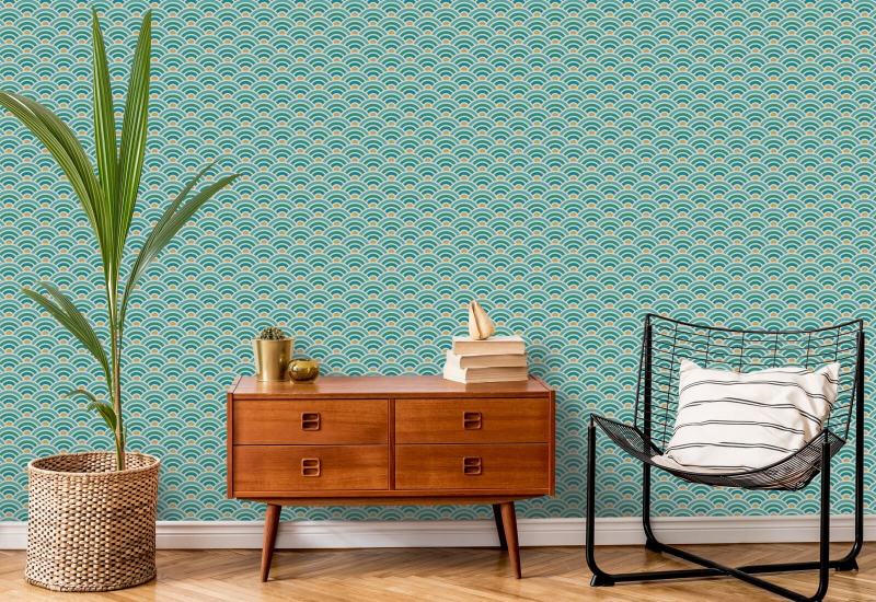 Rainbow Scallop Spring Geometric Wallpaper