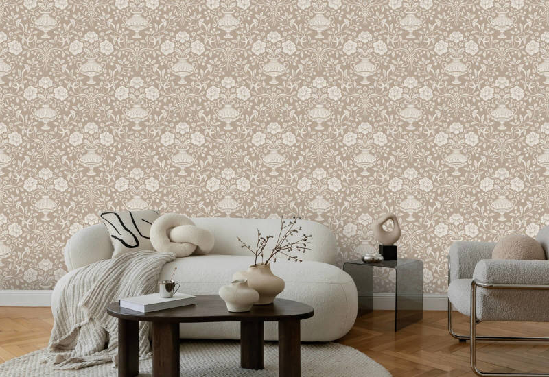 Ribbon Damask Mokka Damask Baggrund