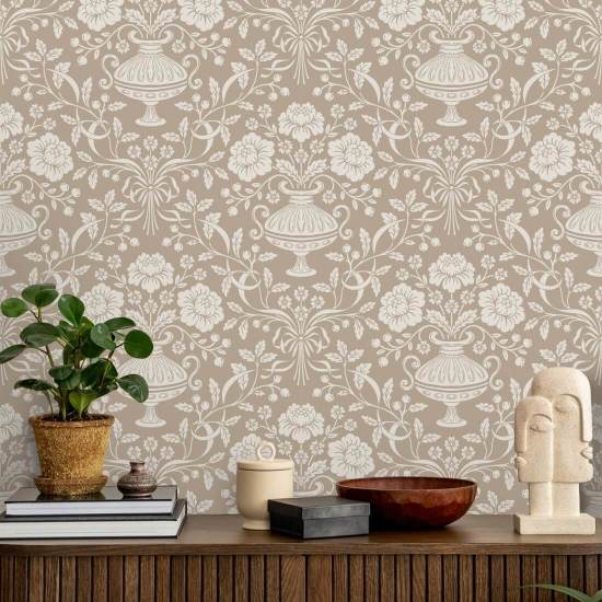 Ribbon Damask Mocha Fondo de pantalla de damasco